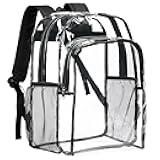 Vorspack Clear Backpack Heavy Duty - Transparent See Through Backpacks Extra Large Clear Bookbag for College Work Travel - Black