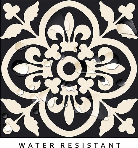 Miniatura 4 de Bleucoin Encaustic - Calcomanías antideslizantes para azulejos de suelo, baño, cocina, lavandería, impermeables y extraíbles, ecológicas, vinilo