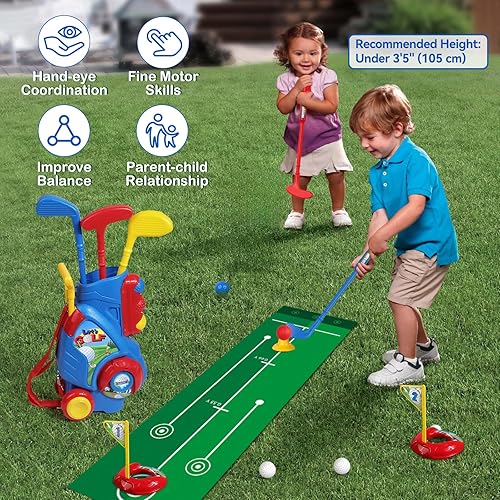 Miniatura 5 de Liberry Juego de Golf para Niños Pequeños de 2, 3 y 4 años Niños Niñas, Juego Mejorado de Palos de Golf para Niños con Carrito, Tapete de Putting,
