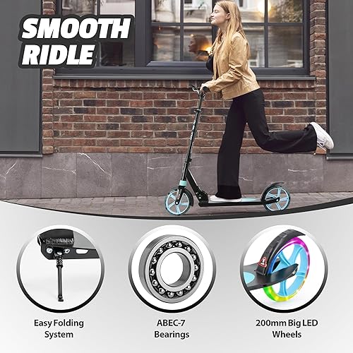 Miniatura 4 de Scooter para niños a partir de 8 años, adolescentes y adultos, scooter ligero con correa de transporte de altura ajustable equipado con freno de