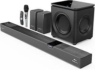 ZEBRONICS 1100 Watts Powerful Soundbar, 7.2.4 Home Theatre, Wireless, Dual Satellites & Driver Subwoofer, Dual Radiators, DTS X,Dolby Atmos, Karaoke UHF Mic, HDMI Earc, Optical (Juke BAR 10000), Black