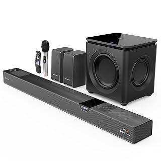 ZEBRONICS 1100 Watts Powerful Soundbar, 7.2.4 Home Theatre, Wireless, Dual Satellites & Driver Subwoofer, Dual Radiators, DTS X,Dolby Atmos, Karaoke UHF Mic, HDMI Earc, Optical (Juke BAR 10000), Black - Amazon product rated Grade A