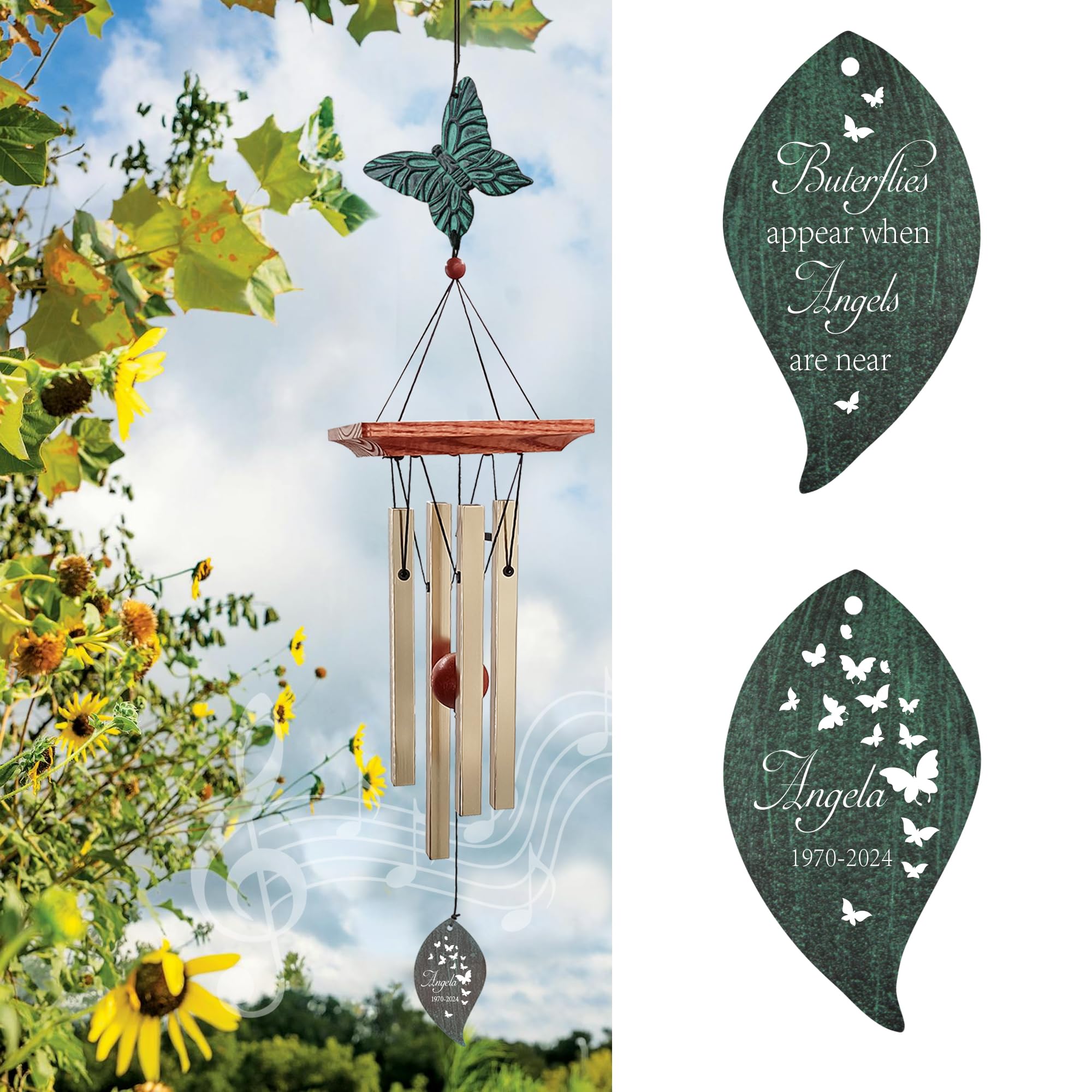 ASTARIN Cardinal Memorial Wind Chimes, Personalized 26" Small Metal Symphthy Wind Chime, Bereavement Gift for Loss of Loved One Father Mother, Dragonflie Damselflie Decor for Outside Patio Garden