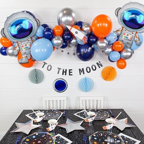 Miniatura 4 de 2 globos de aluminio con forma de astronautas grandes de Mylar para decoración de fiesta de cumpleaños con temática espacial del universo