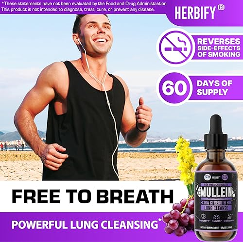 Miniatura 2 de HERBIFY Mullein Drops - Limpieza pulmonar - Extracto de hoja - Potente gordolobo para apoyo inmunológico, desintoxicación y apoyo respiratorio -