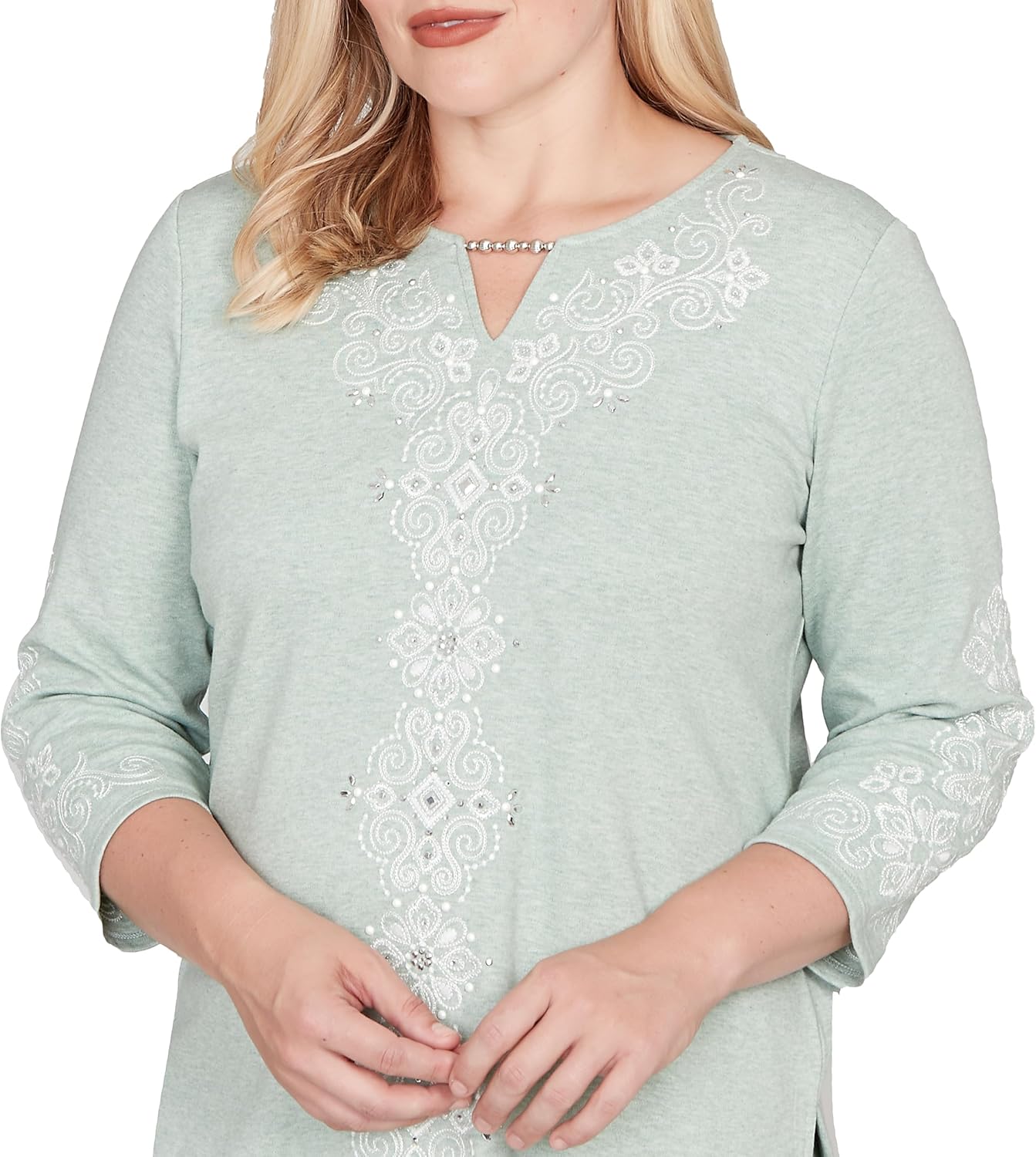 Classic Fit Soft Embroidered Pattern Top