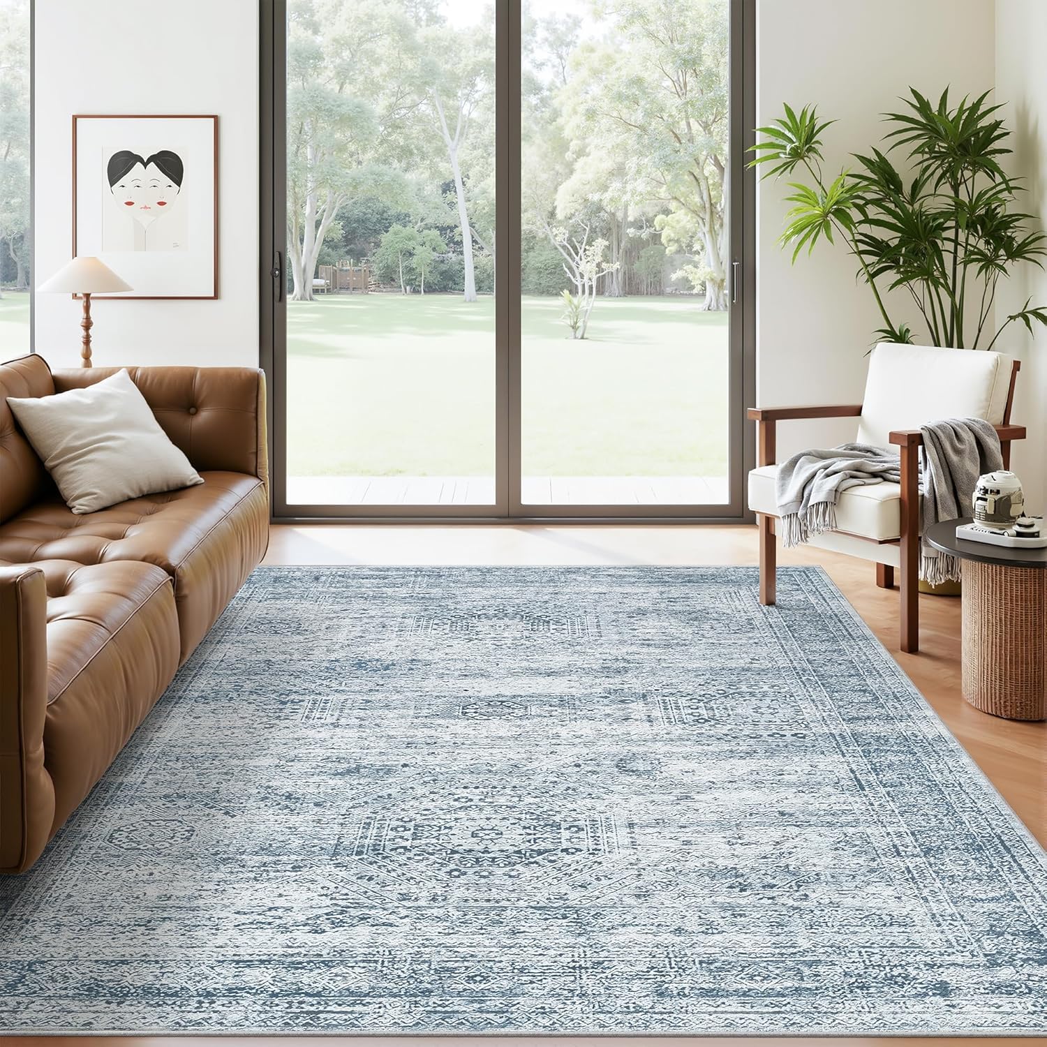 Tapis antidérapant pour salle à manger brun moderne résistant et doux