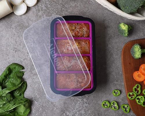 Miniatura 6 de Bandeja de congelación extra grande de 1 taza con tapa, moldes para congelador de alimentos para sopa, caldo, salsa o mantequilla, bandejas para