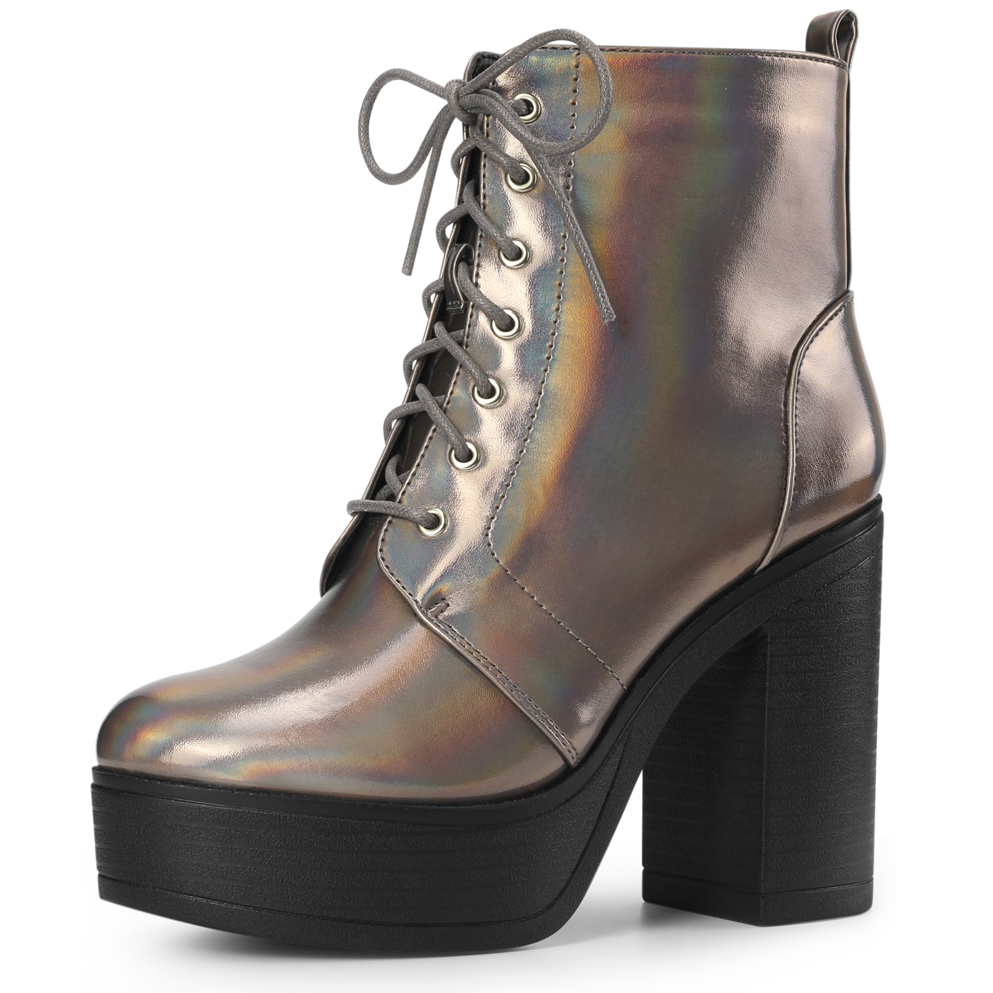Bottes de combat lacées à talons carrés stables couleur gris taille 40.5