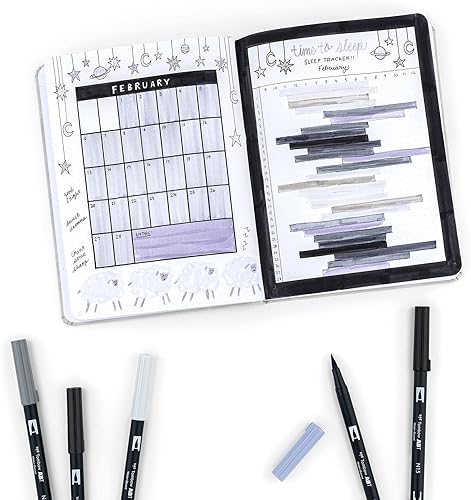 Miniatura 8 de Tombow Bolígrafos de doble punta Marcadores artísticos Escala de grises Paquete de 10