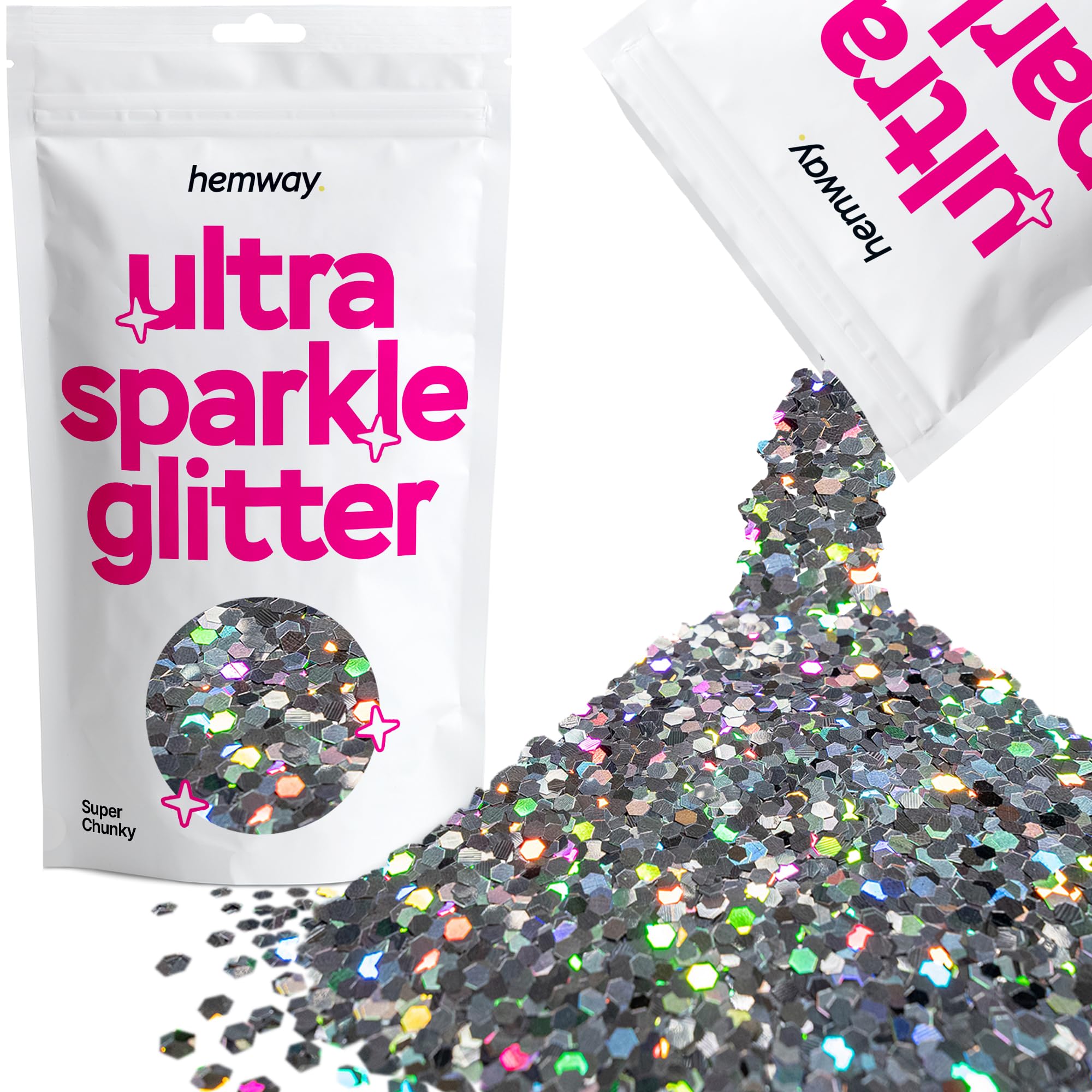 Hemway Ultra Sparkle Glitter Baby Pink Iridescent 100g Fine | Glitter for Arts & Craft, Makeup, Nail Art, Crafting, Card Making, Sparkle Decoration — view 119