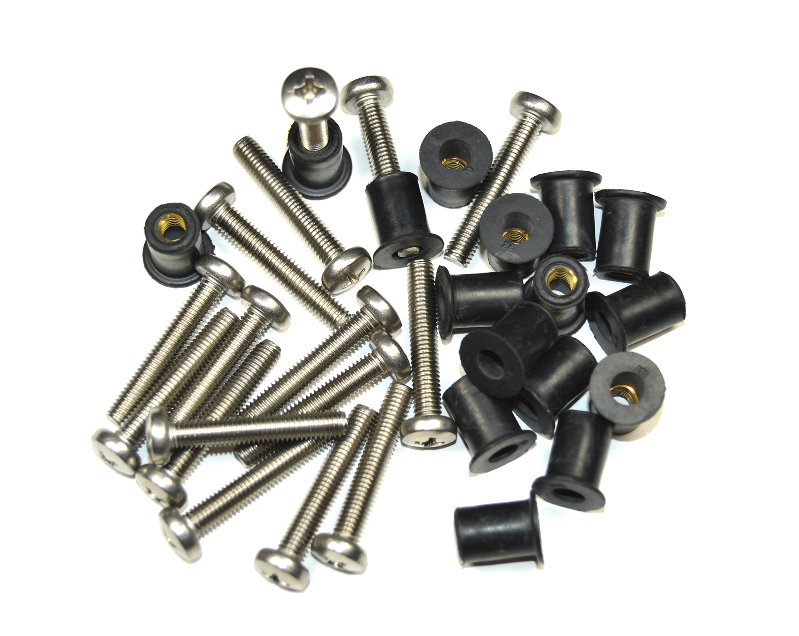 Bike Boltz Scotty Style Wellnuts 50 Pack Boat, Kayak, and Canoe Marine Hardware Fasteners (Silver)