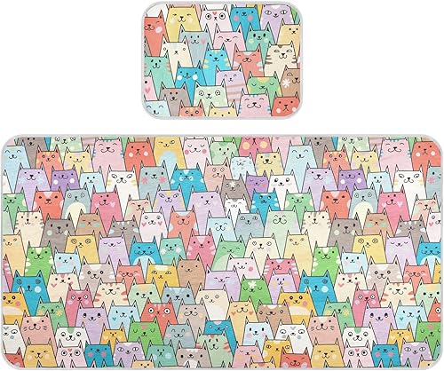 Protector de colchón para cuna de gatos coloridos, protector de colchón refrescante, tapete de juego para minicuna, funda de almohadilla de