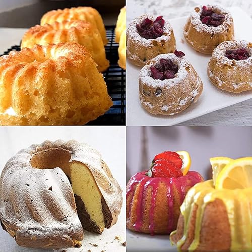 Miniatura 20 de Mini moldes de silicona para tartas, molde para pasteles de tubo acanalado de 6 cavidades, molde de silicona antiadherente para hornear cupcakes