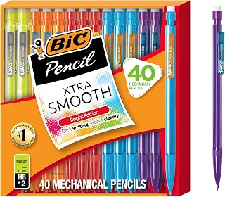 BIC Xtra Smooth Bright Mechanical Pencils, 0.7mm #2 Lead, Refillable Smudge-Free Writing, 40 Pack