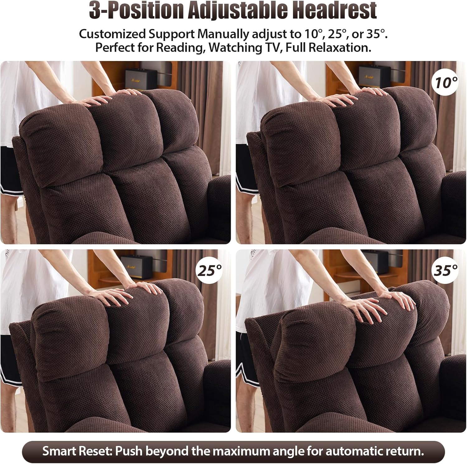 Power Lift Recliner Chair for Elderly, Dual Motor Oversized Recliner with Heat & Massage, Adjustable Headrest, Lay Flat Zero Gravity Recliner with Cup Holder, USB/Type-C Ports & Storage-Brown
