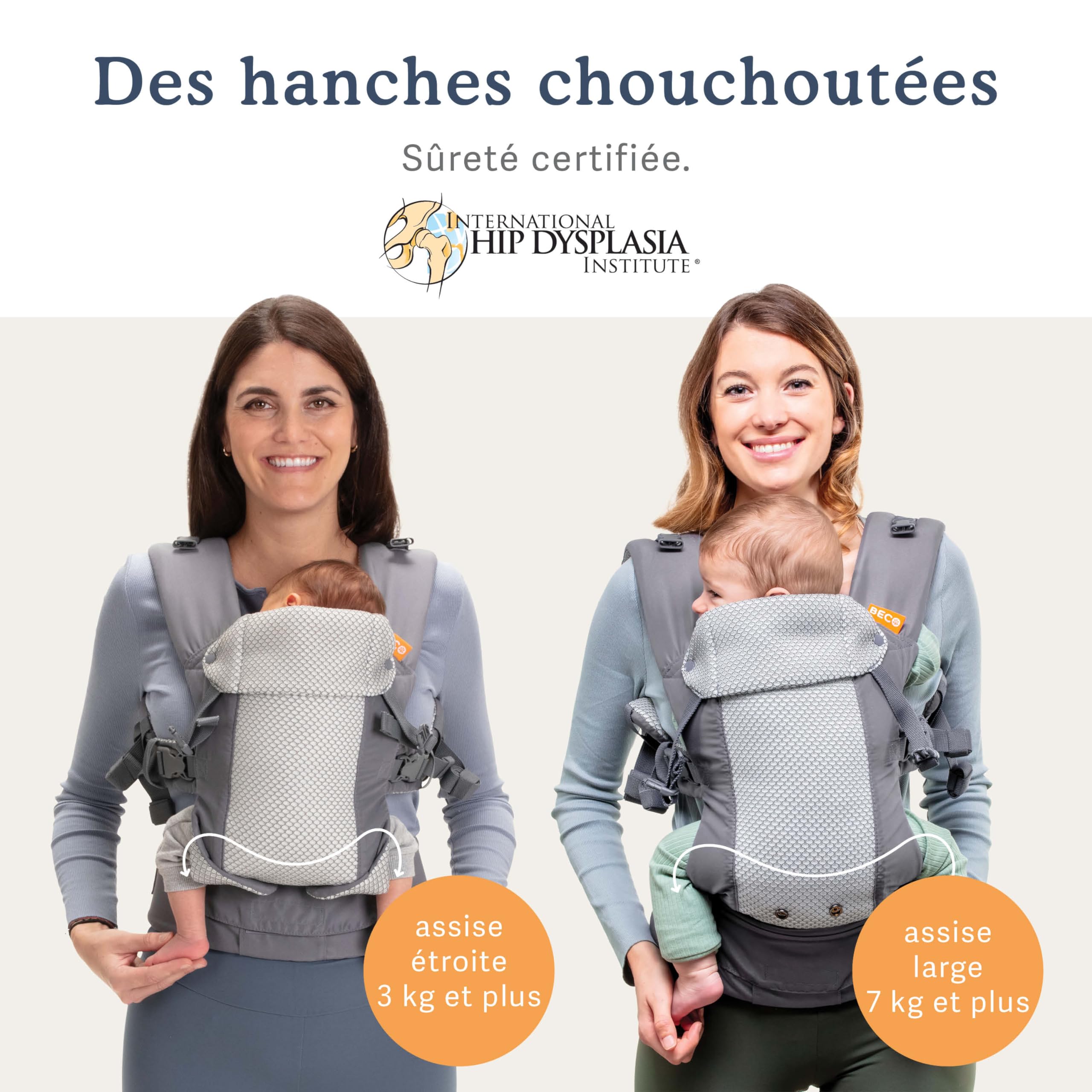Beco Gemini Cool Portabebés Malla, Recién Nacido, Cool Dark Grey | 4 Posiciones Ergonómicas con Asiento Ajustable, comodidad certificada Sana para Caderas desde las primeras semanas.