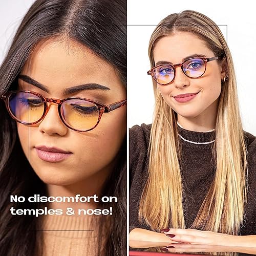 Miniatura 6 de Readerest Gafas de lectura redondas con bloqueo de luz azul (tortuga, aumento de 3.75), antirreflejos, antifatiga ocular, protección UV, moda para
