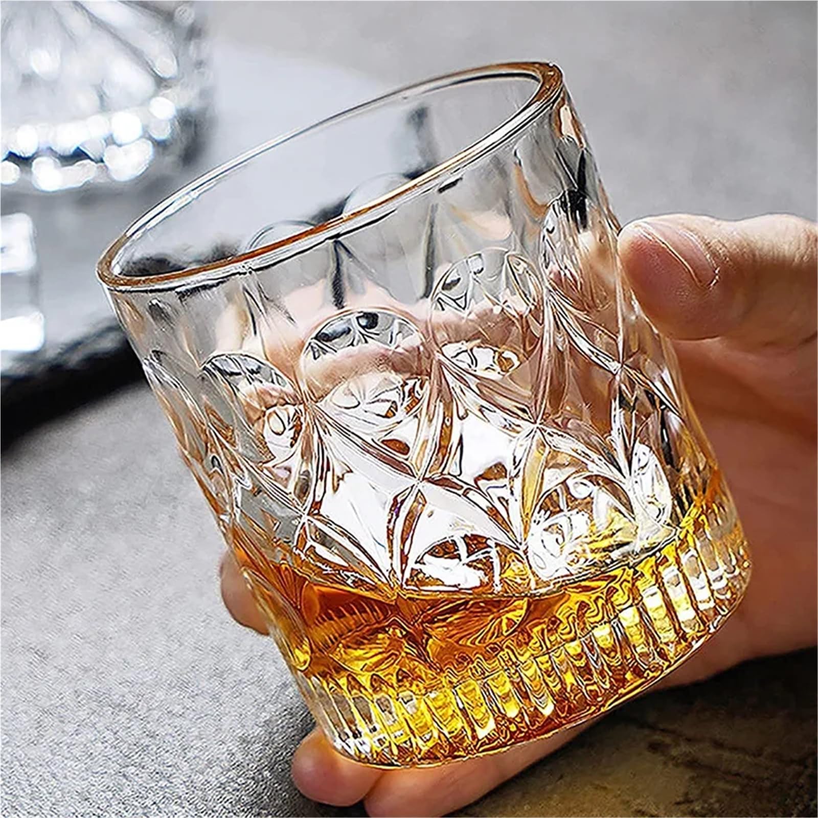 KristallgläSer 2 Stück Glasbecher 330 ml Reliefbecher Küchengläser for Kaffee Wasserglas-Sets