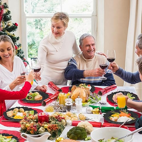 Miniatura 7 de Juego de 32 platos de carga, cargadores de arrecife para mesa de comedor, bandeja de servir, platos decorativos de plástico floral para mesa de