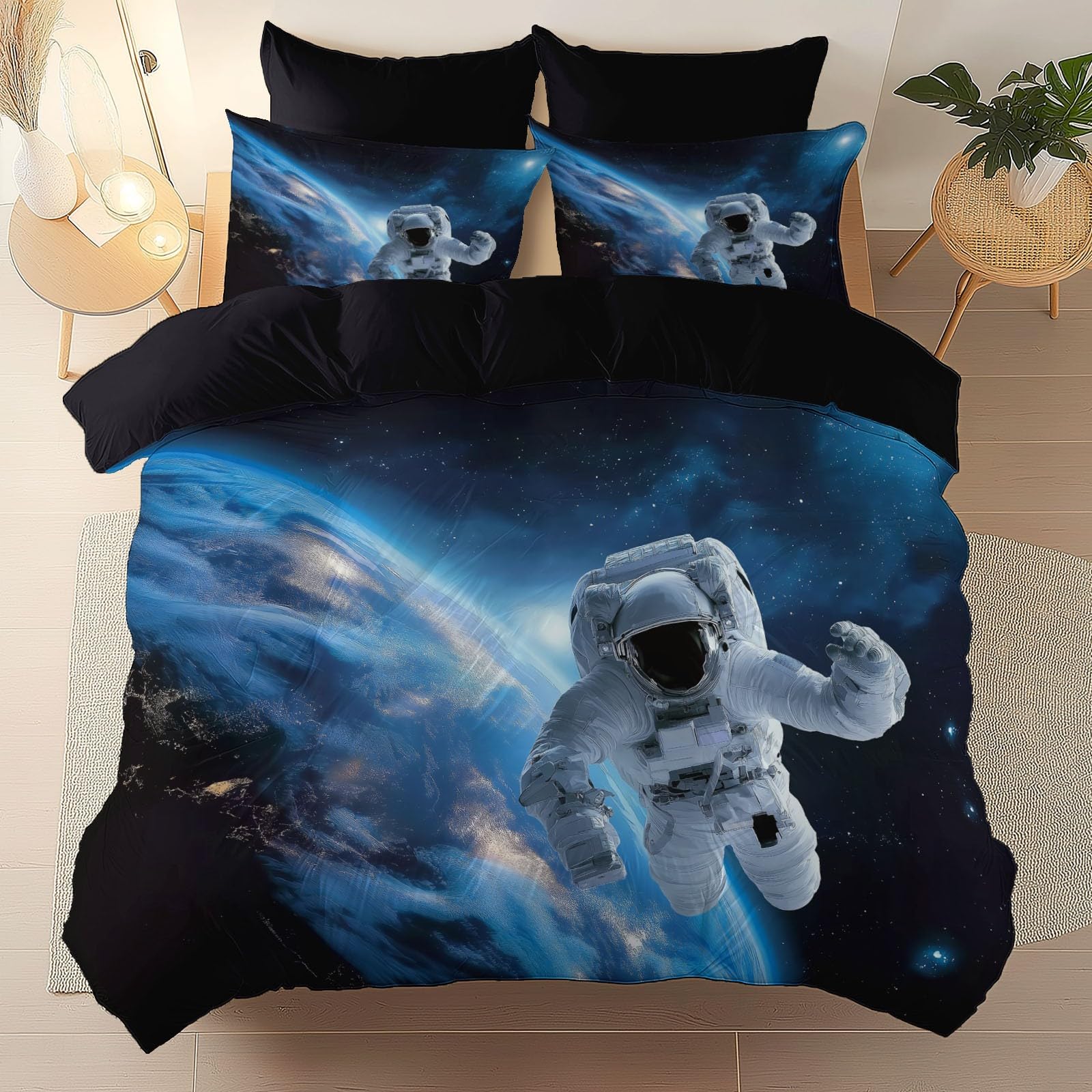 Linge de lit astronaute 200x200 pour chambre d'enfant et adulte