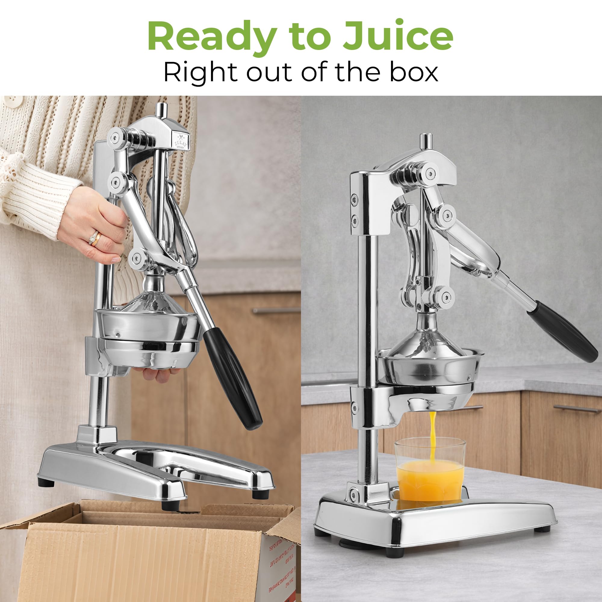 Zulay Kitchen Exprimidor profesional de cítricos – Prensa manual de cítricos con acabado cromado y exprimidor de naranja – Exprimidor de limón de metal – Exprimidor manual de naranja extra alto y
