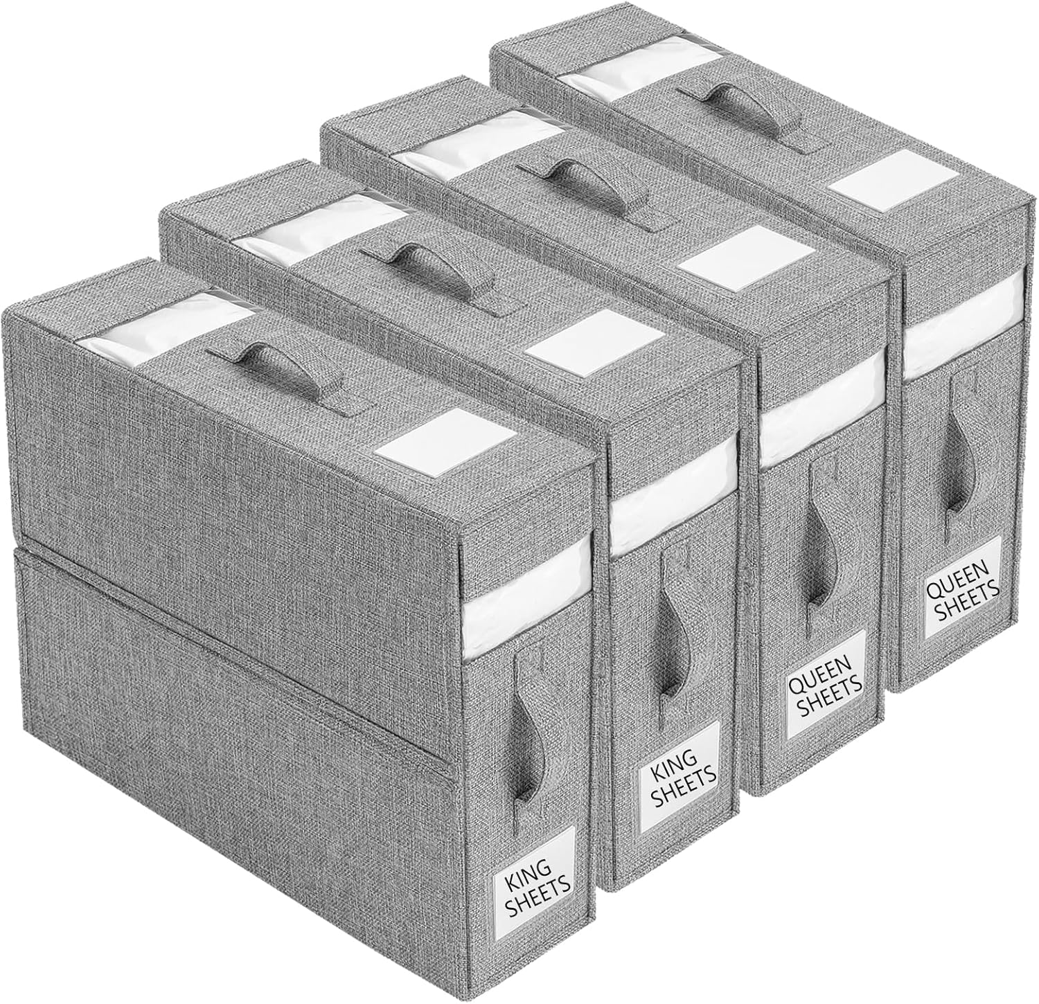 (4 Pack) Foldable Sheet Organizers and Storage, Bed Sheet Storage Organizer, Sheet Organizer for