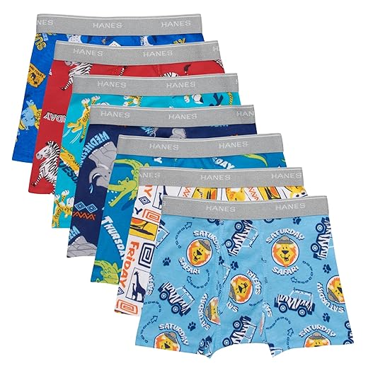 Hanes Boys' Boxer Briefs, Moisture-Wicking Underwear for Boys & Toddlers, Assorted, 10 or 12 Pack
