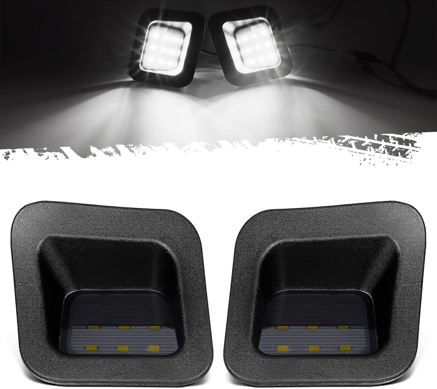 Partsam Full Led License Plate Lights Lamp Assembly Smoke Black Housing Compatible with Dodge