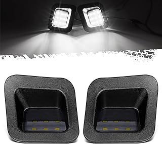 Partsam Full Led License Plate Lights Lamp Assembly Smoke Black Housing Compatible with Dodge Ram 1500 2500 3500 2003-2018 Pickup Truck Rear Step Bumper Replacement, Pack of 2