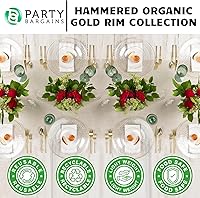 Vista 12 de PARTY BARGAINS 7" & 10" Organic Collection Hammered Appetizer and Dinner Plates Combo with Gold Rim – Transparent White, 32-Pack Disposable Plastic
