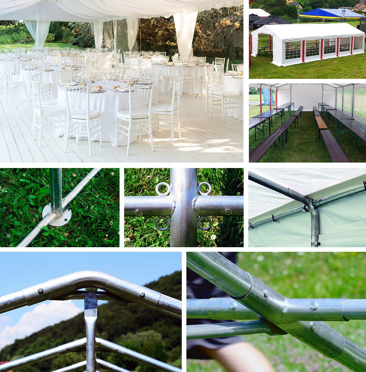 Partyzelt 5x10m wasserdicht grau Zelt 560g/m² PVC Plane ganzjährig Gartenzelt Winter ISD - Zeltgarage, Lagerzelt Winterfest, Dachzelt Hartschale, Zeltgarage Winterfest - Winterzelt