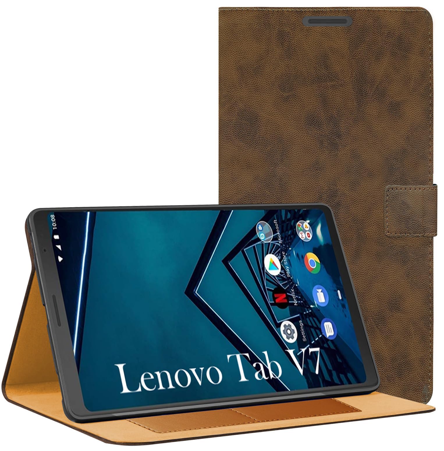 Jkobi Flip Cover Folio Cover for Lenovo Tab V7 6.95 Inch PB-6505M/6505MC (PU Leather | Multi-Angle Smart Stand | Card Storage Slots | Silicone Back Pouch)-image-28
