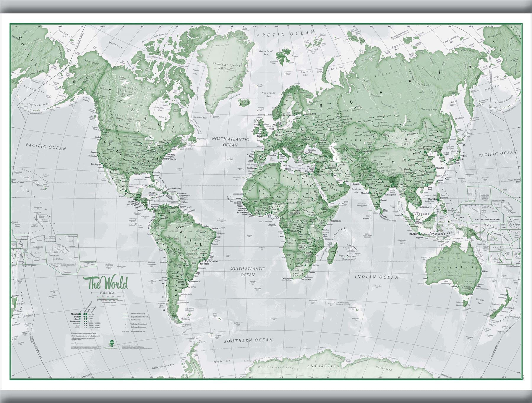 Small The World Is Art - Wall Map Green (Hanging bars) โ image 1