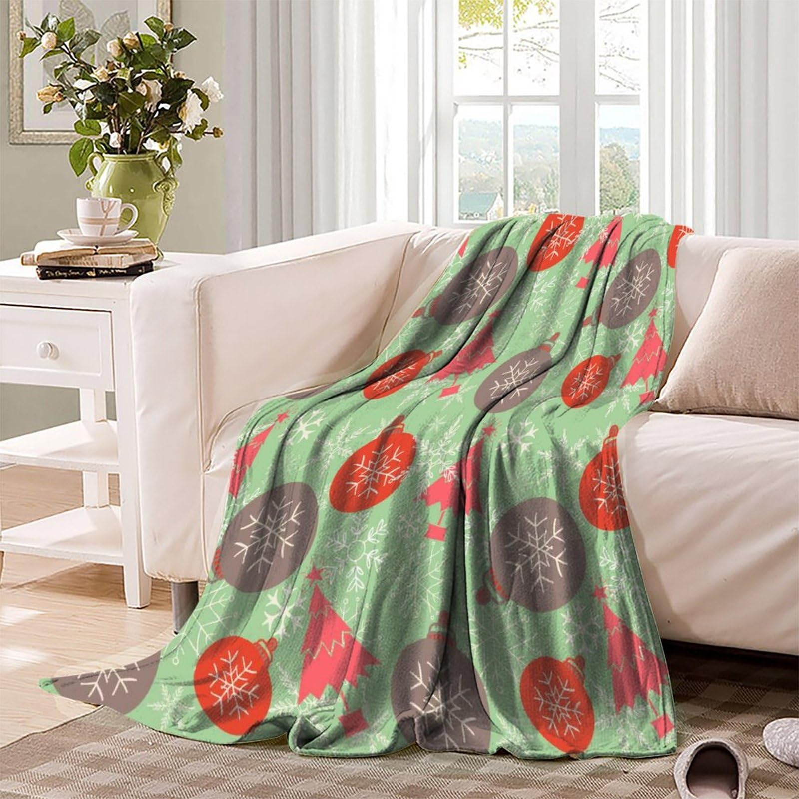 Navideño Decoración Manta Impresa 3D Microfibra Hogar Plaid Navidad Sofá Dormitorio 80x90inch(200x230cm)