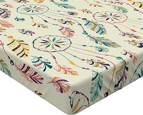 Miniatura 2 de Lunarable Sábana bajera tribal, colorido tribal bohemio con atrapasueños de colores retro, chamánico, funda de cama con bolsillo profundo elástico