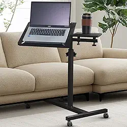 Mesa Portatil Ergonomica Notebook Cama Sofa Altura Reguláve Branco com Ajuste de Altura e Rodas Travas,Mesa para Computador Regulagem Altura