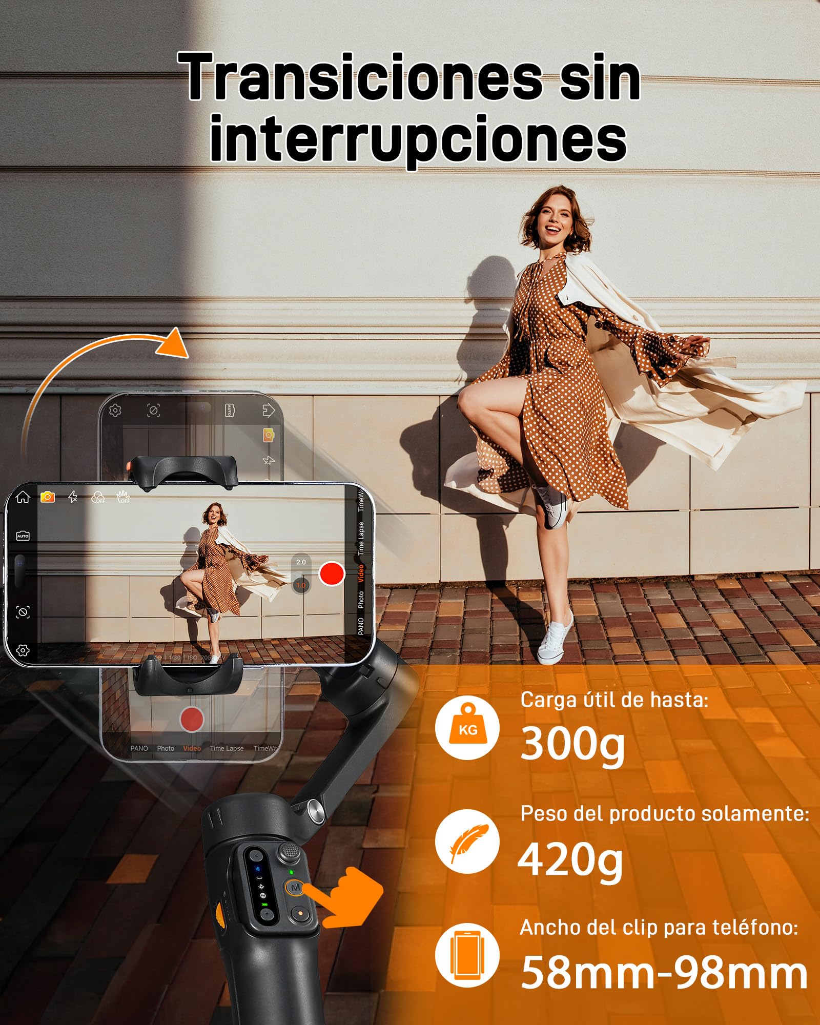 hohem iSteady V3 Gimbal Estabilizador - Estabilizador de cardán 3 Ejes, rastreador magnético de IA, Controlador Desmontable, Poste extendido Incorporado, trípode, Plegable, para Live Stream, vlog