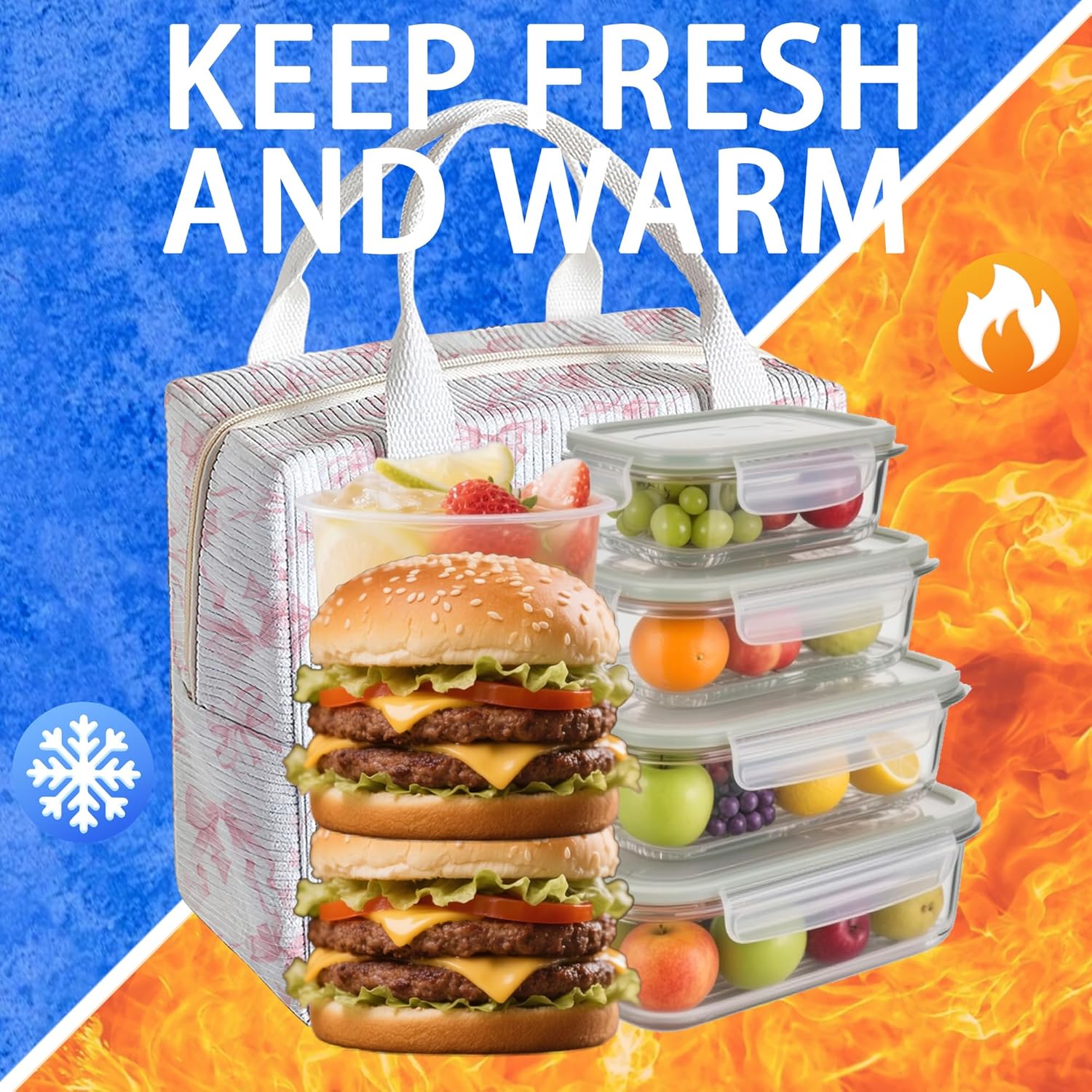 bow lunch box for women and men,insulated fabric lunchbag for work,leakproof adult lunchbox,cooler lunch tote bag for offices college picnic travel outdoor - Image 6