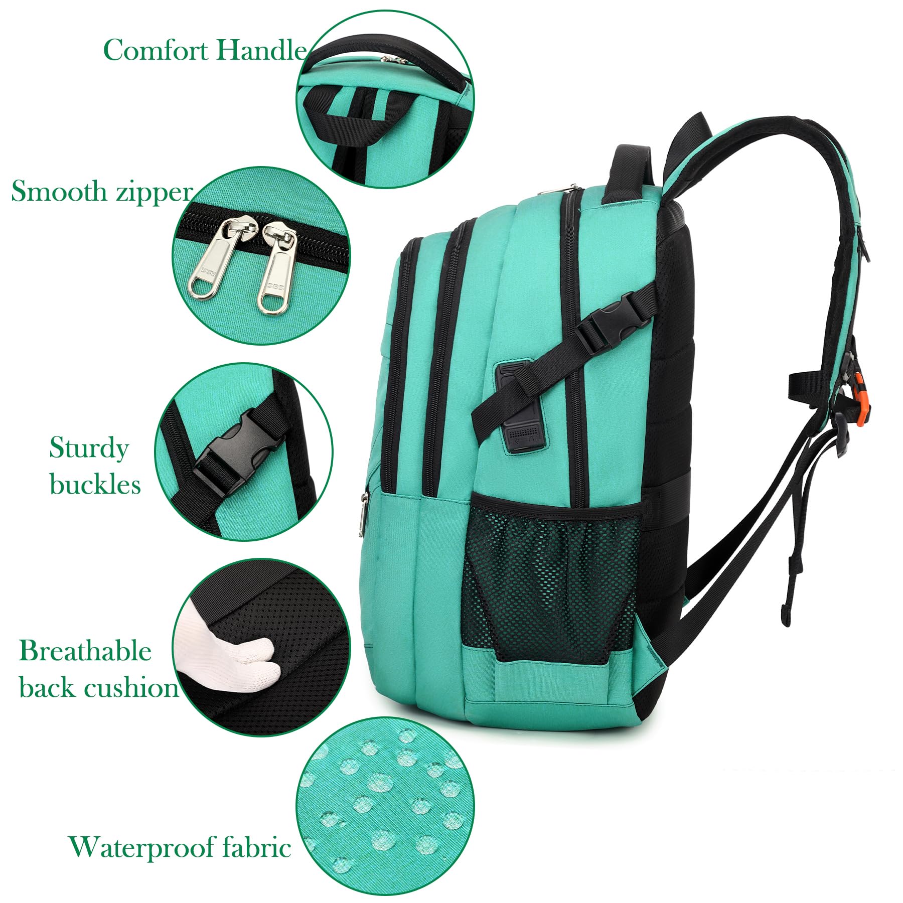 FENGDONG 17.3 inch Large Laptop Backpack Durable Waterproof Travel College Backpack Bookbag for Men & Women Business Backpack with USB Charging Port,Headset Port Light Green : Electronics