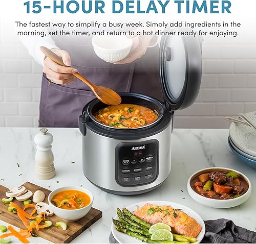 Miniatura 3 de AROMA - Arrocera digital, 4 tazas (sin cocinar), 8 tazas (cocidas), vaporera, multicocina, olla de cocción lenta, olla de avena, mantenimiento