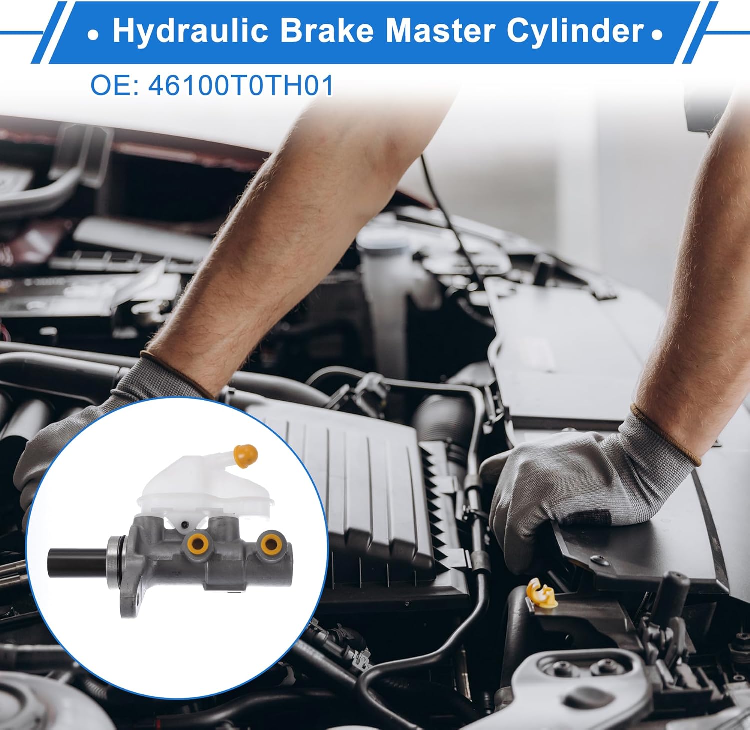 Brake Master Cylinder with Reservoir No.46100T0TH01 for Honda CR-V 2012-2013 Hydraulic Master Cylinder Silver Tone,White Aluminum Alloy,Plastic 1 Pc