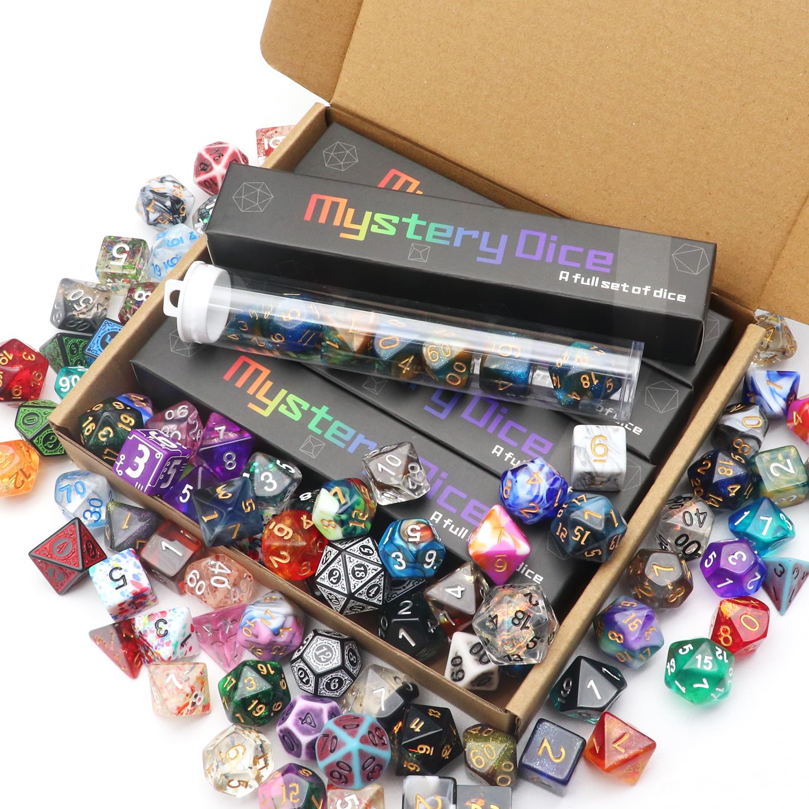 Haxtec Mystery DND Dice Set Bulk 5 Sets Random Polyhedral Dice Set for D&D Compatible with Dungeons and Dragons RPG DND