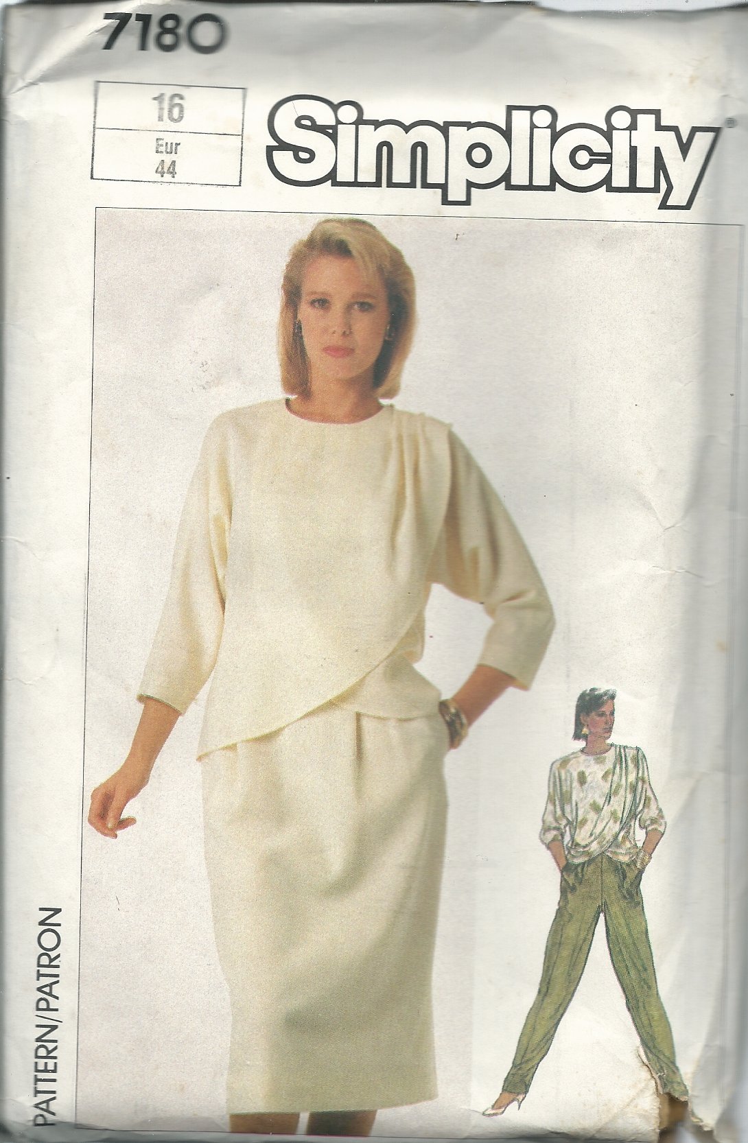 Patron Simplicity 7180 de jupe et pantalon vintage pour femme taille 44