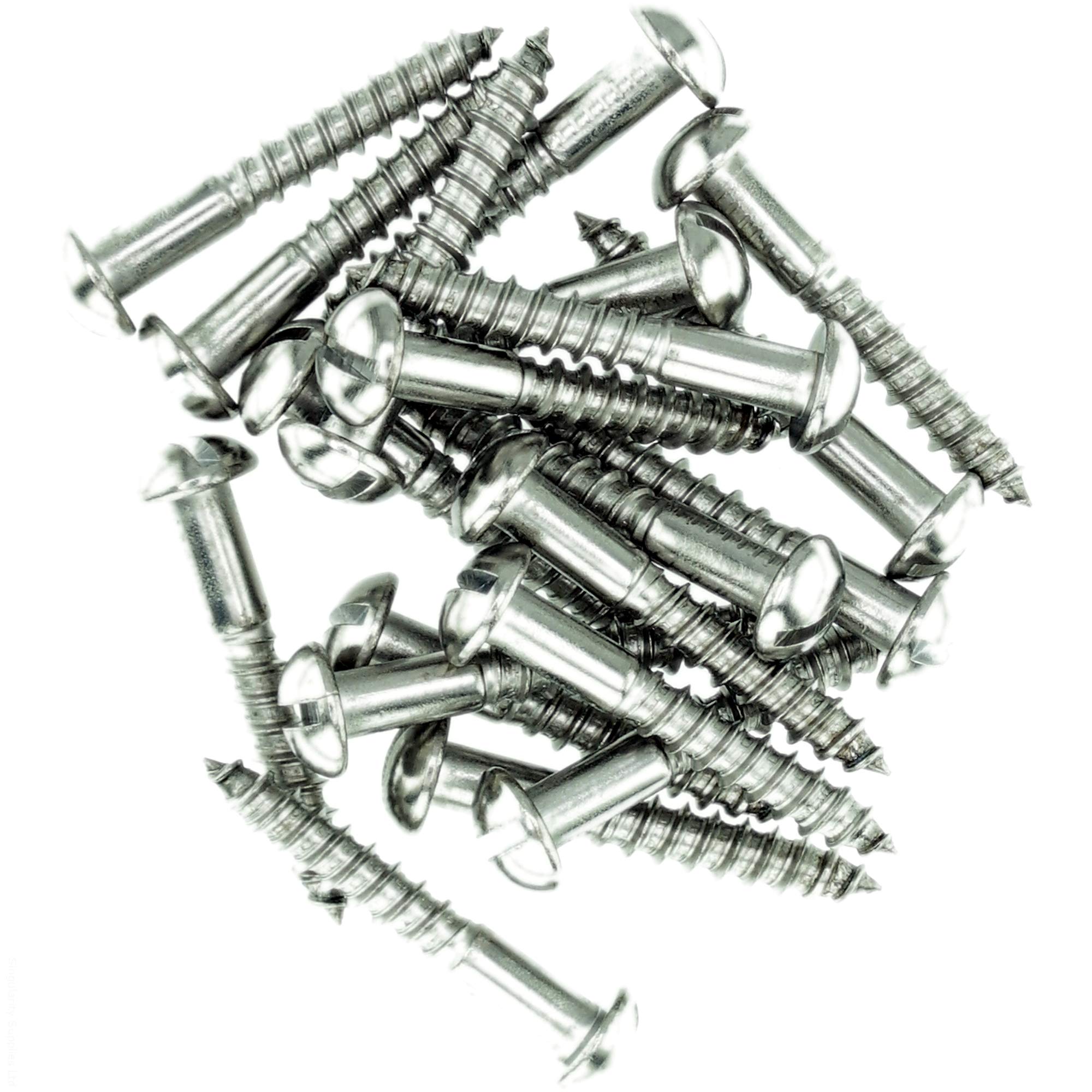Singularity Supplies No.4 X 1.58 (3.0Mm X 40Mm) Slot Pan Wood Screw - Stainless Steel (A2) (Pack Of 20)