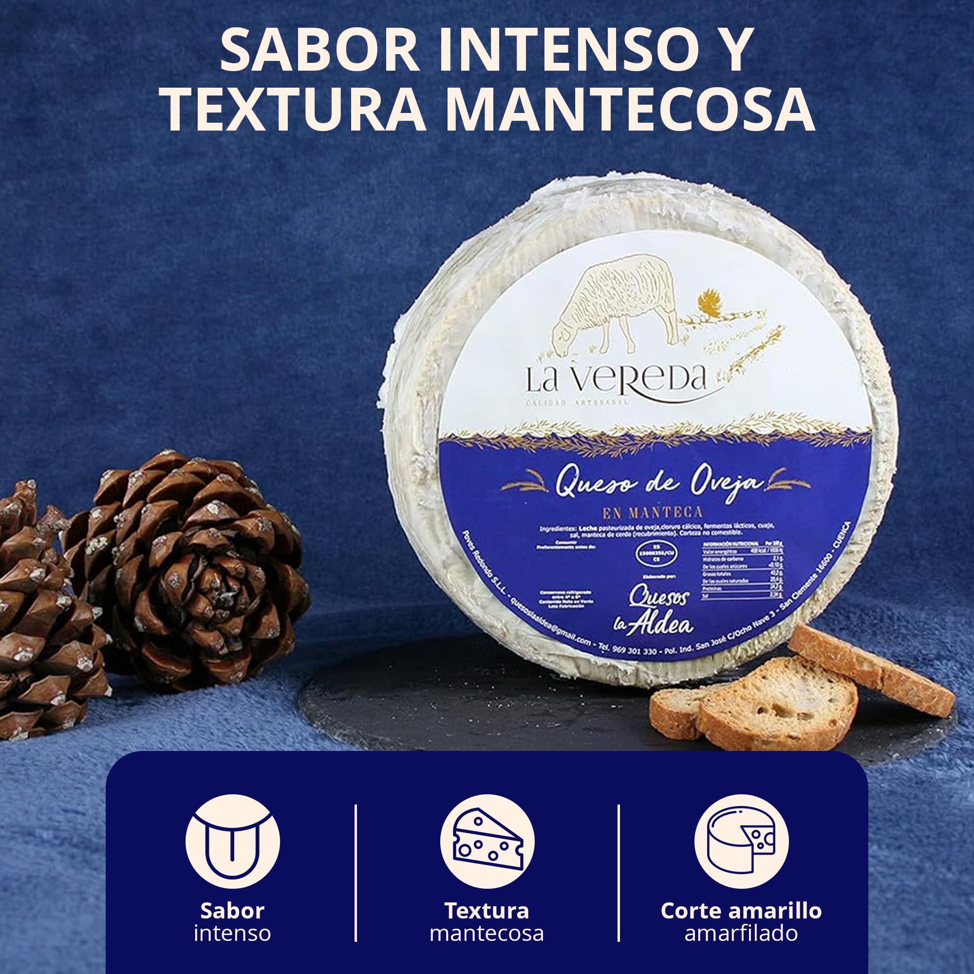 Queso Artesano de Oveja en Manteca de Cerdo 3 kg Curado Mínimo 6 Meses