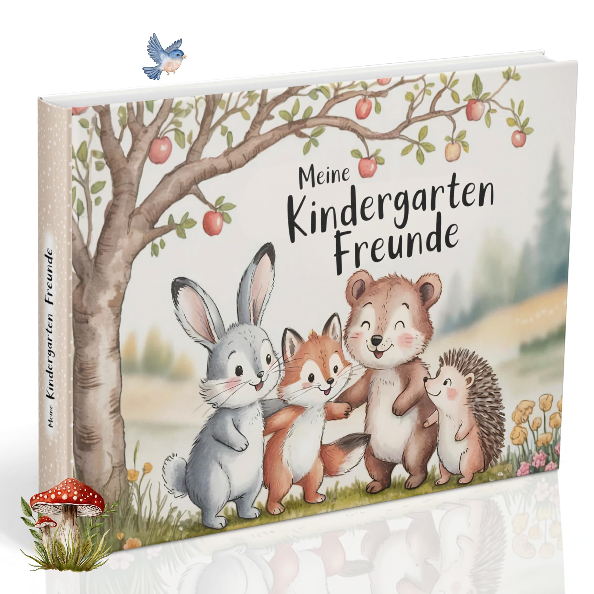 Freundebuch für den Kindergarten mit Waldtier-Motiven | Erinnerungsbuch zum Ausfüllen mit Platz für 30 Freunde & 5 Wegbegleiter (z. B. Erzieherinnen) | Beliebtes Geschenk für Mädchen und Jungen