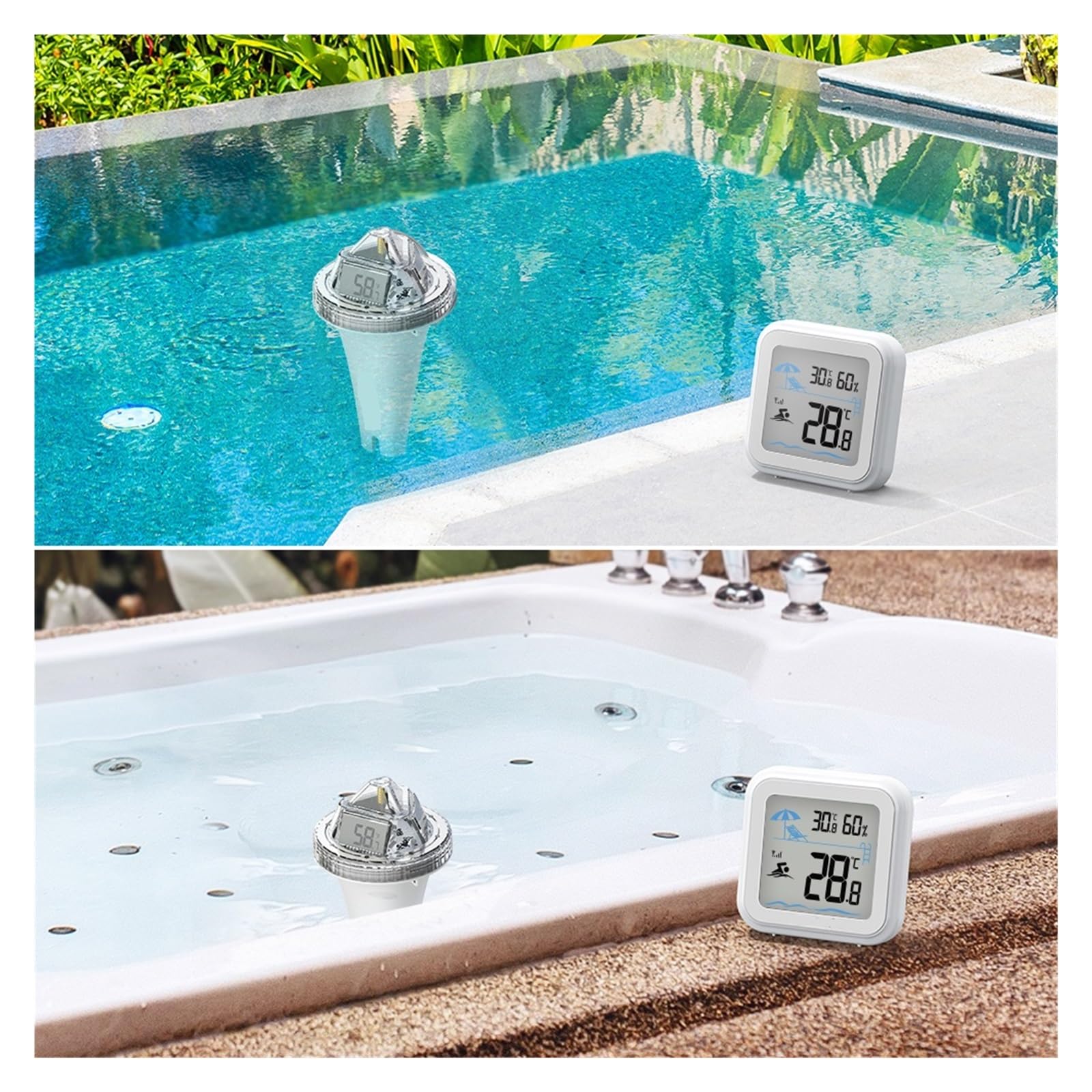 Termometr Do Wody Bezprzewodowy Termometr Basenowy Z Funkcją Przeciwmgielną 360° LCD IP68 Wodoodporny Cyfrowy Pływający Czujnik Temperatury Wody W SPA