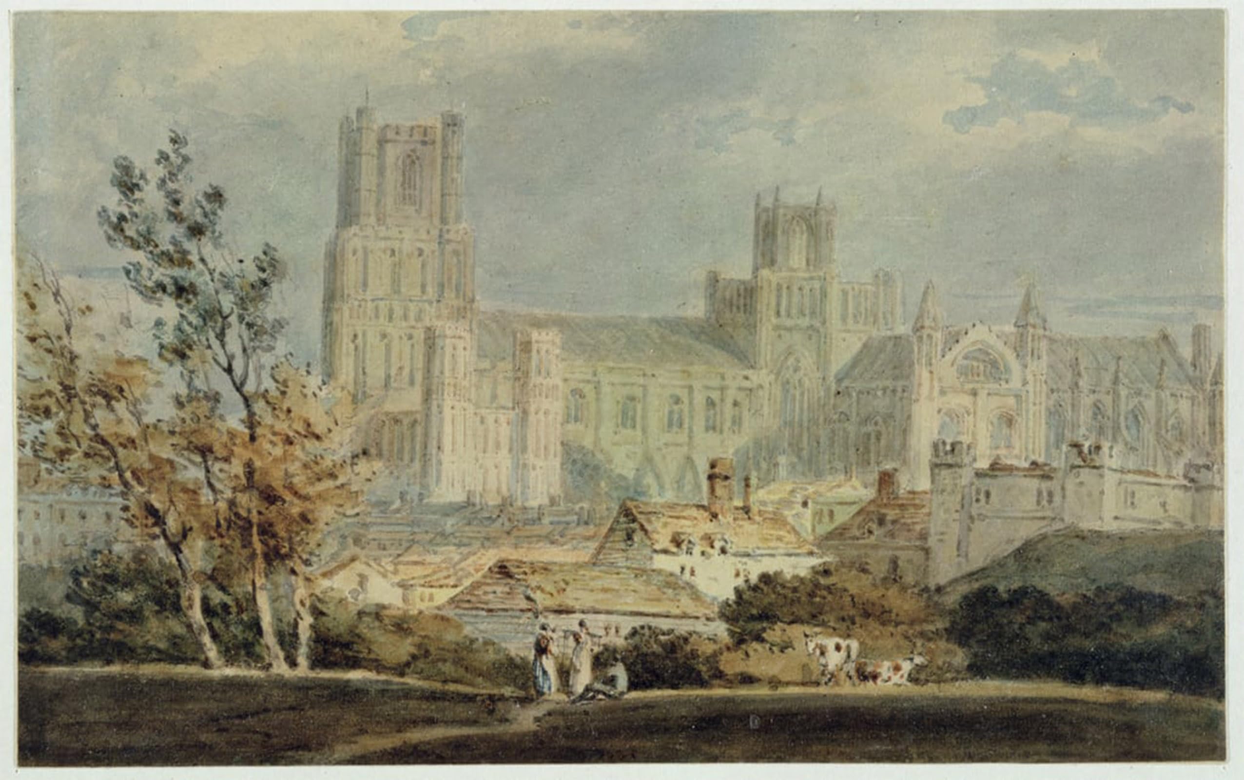 ARTXLXXBN Famous Print Painting Colorful Art Print View of Ely Cathedral by Mallord William Turner Canvas Art Decorations for Home Decor 60x90cm