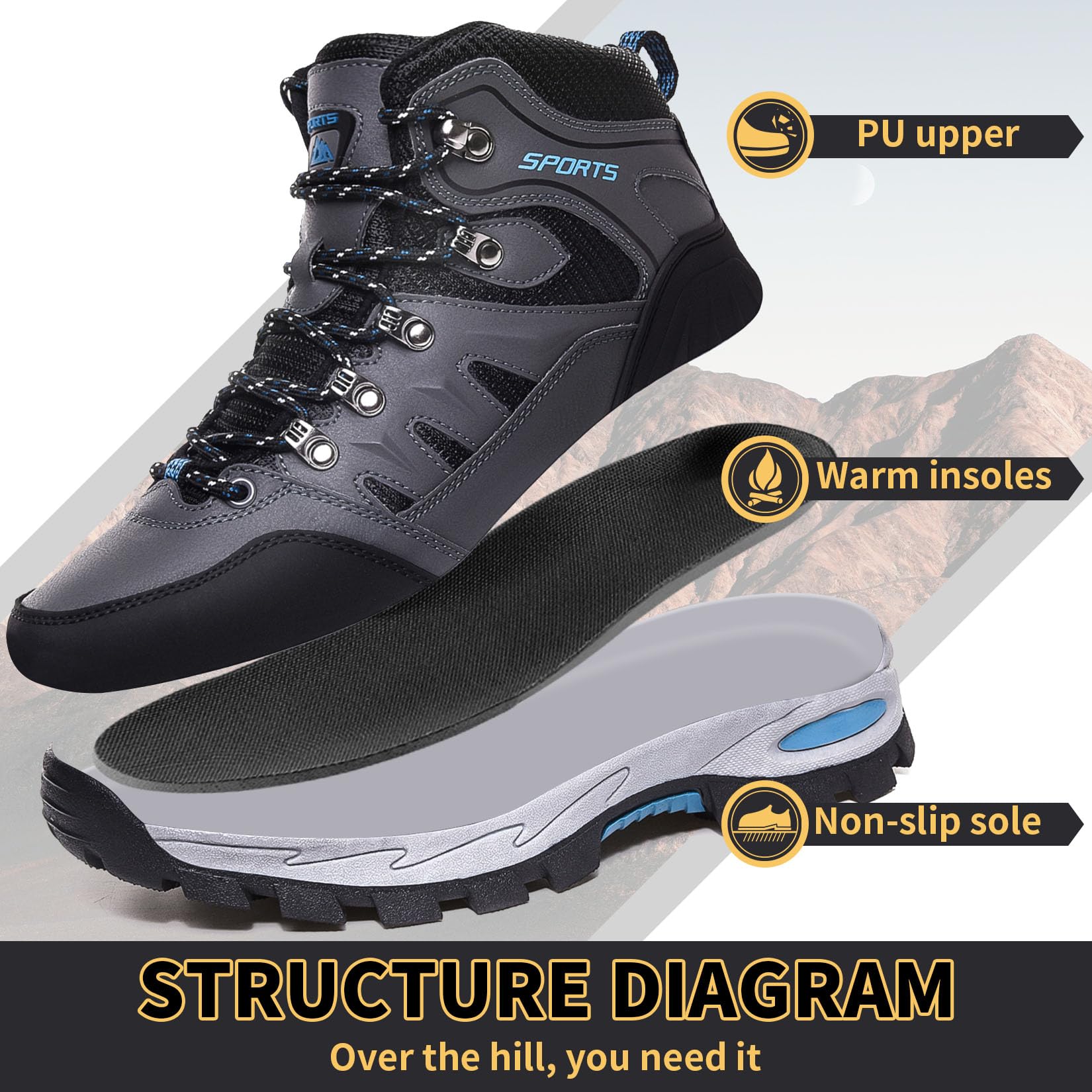 Littleplum Zapatillas Deportivas para Hombres Camping Impermeables Zapatos Descalzos Deportes al Aire Libre Fitness Zapatos de Senderismo para Hombres Zapatos de Senderismo Ligeros,Gris,39 EU